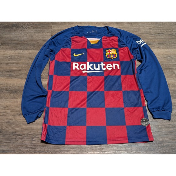 Nike Other - Nike FC Barcelona 2019-20 Home Jersey‎ Long Sleeve Rakuten Checkered Blue Red M